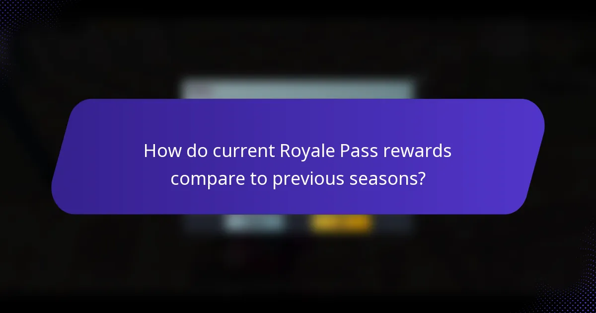 How do current Royale Pass rewards compare to previous seasons?