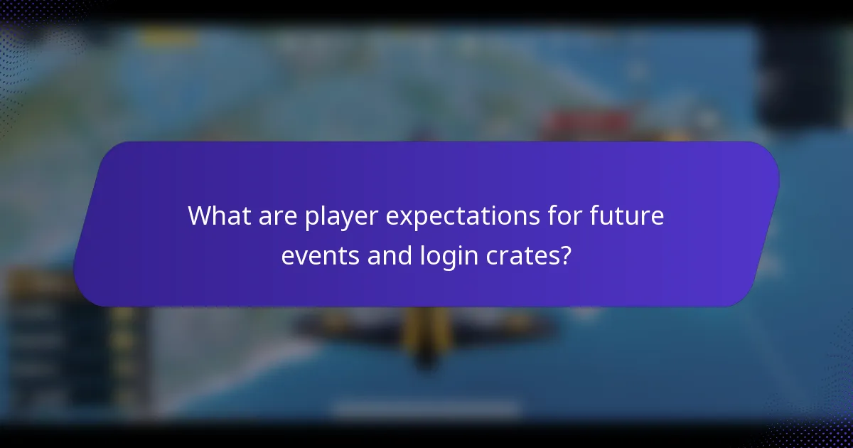 What are player expectations for future events and login crates?