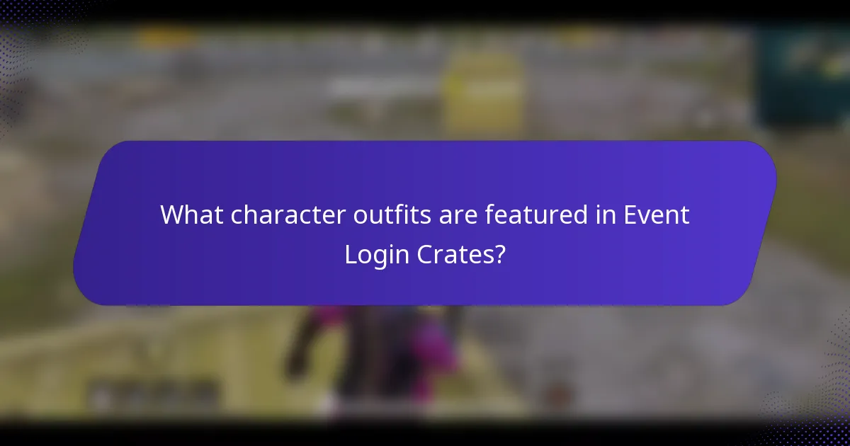 What character outfits are featured in Event Login Crates?