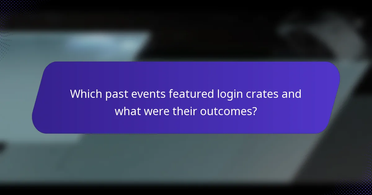 Which past events featured login crates and what were their outcomes?